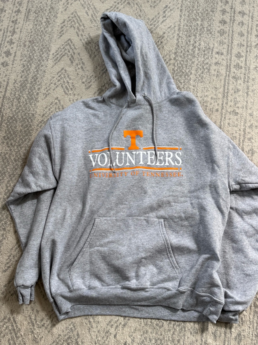 Hanes Men’s Gray Zip-Up Hoodie with Orange University Logo
